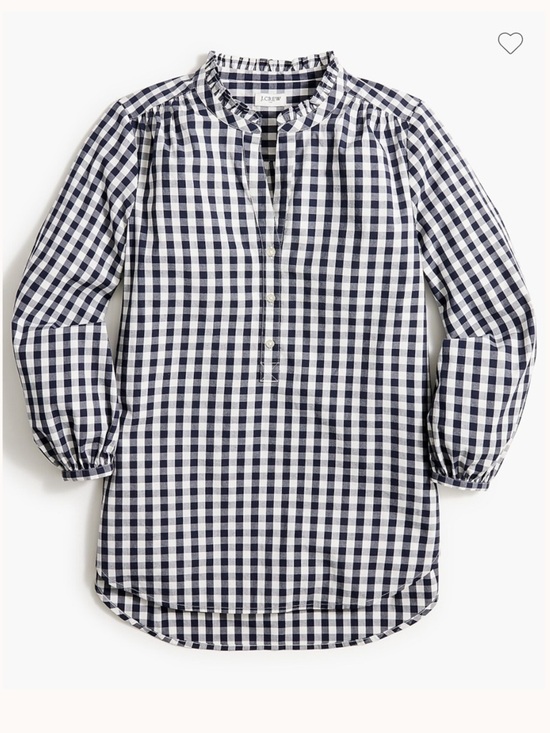 J. Crew Tops - J.Crew Cotton Blend Ruffle Neck Poplin Tunic Classic Chic Feminine Minimalist
